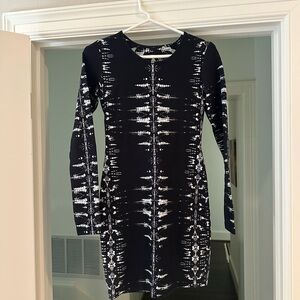 Parker Elegant Black and White Patterned Dress